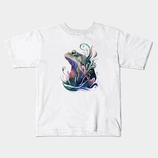 Watercolor Frog Portrait Kids T-Shirt